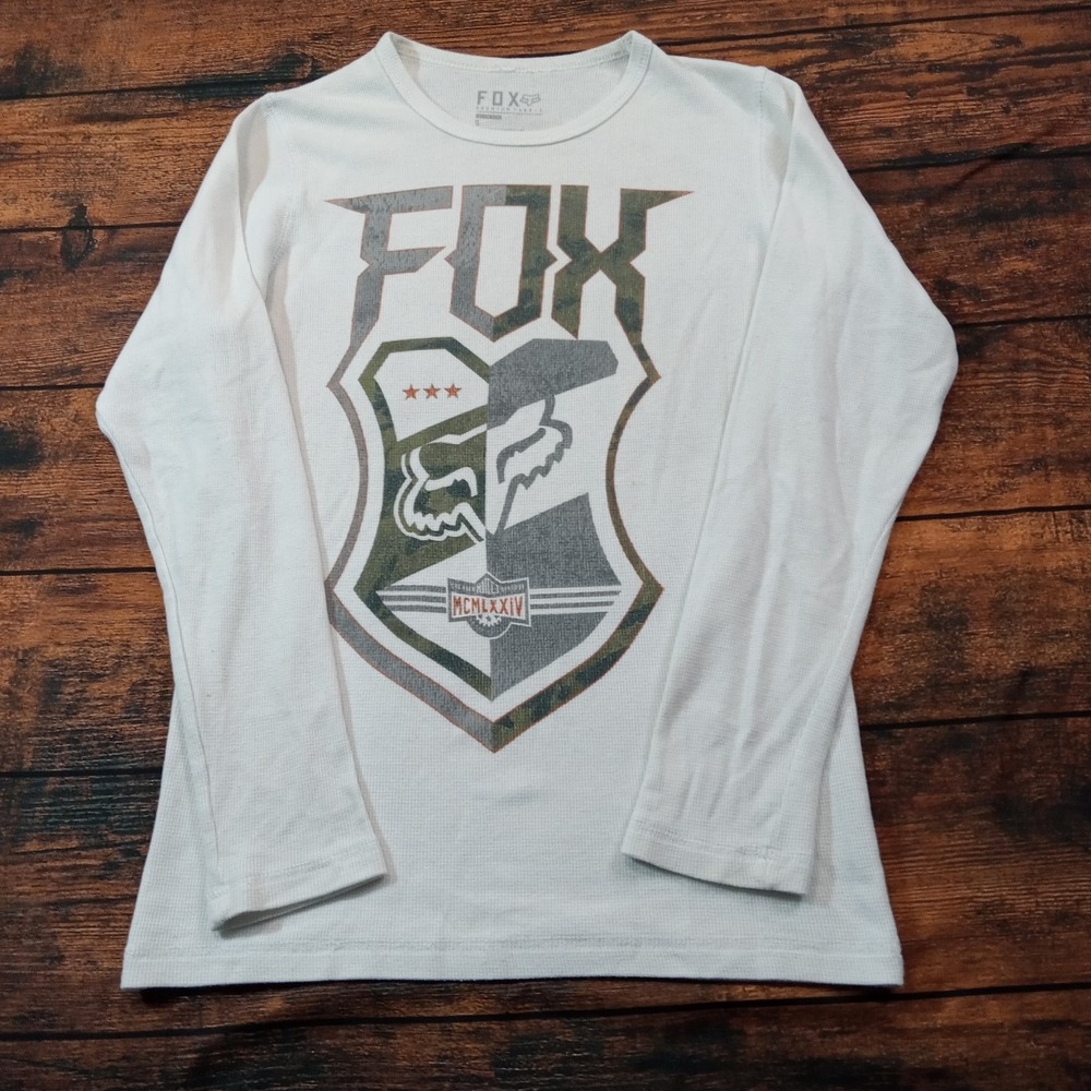 Fox Racing Long Sleeve Waffle Knit Shirt Men's Small White